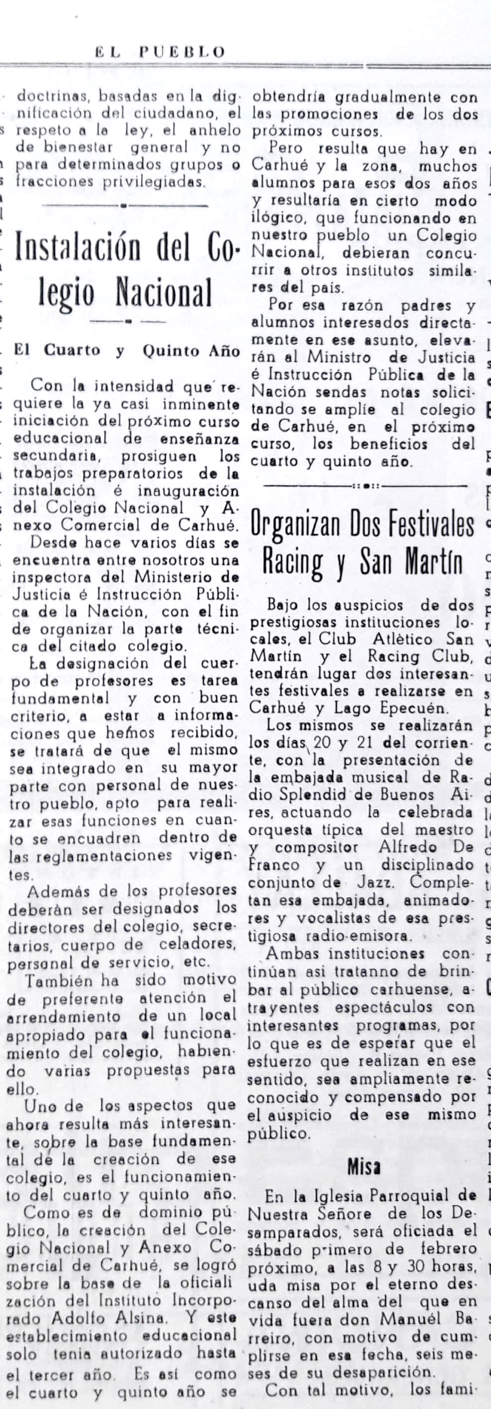 colegio secundario escuela media carhue