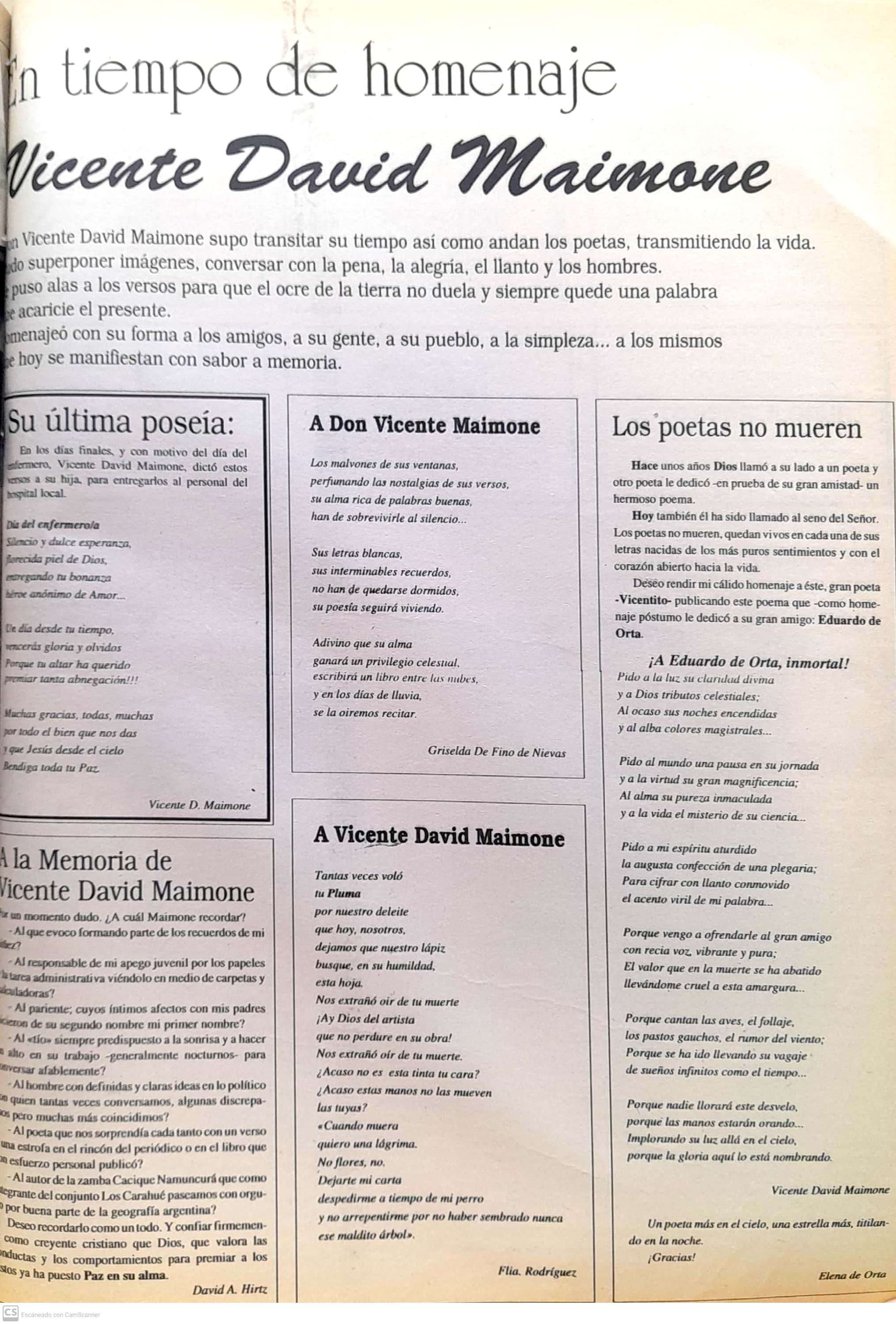 VICENTE DAVID MAIMONE POETA CARHUE