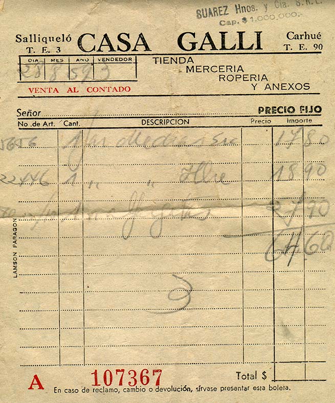 1959 CASA GALLI CARHUE TIENDA