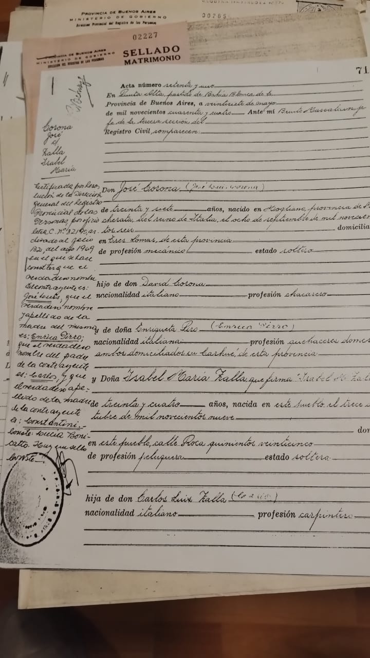 8. Acta matrimonio de José Corona