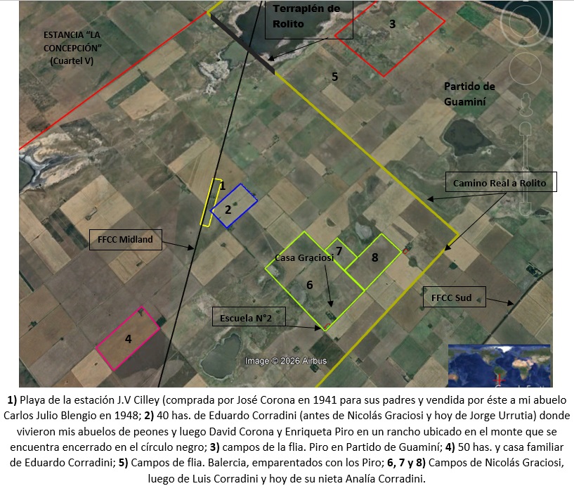 9. Ubicación de los campos por donde anduvieron los Corona -´decada del _40 y _50-