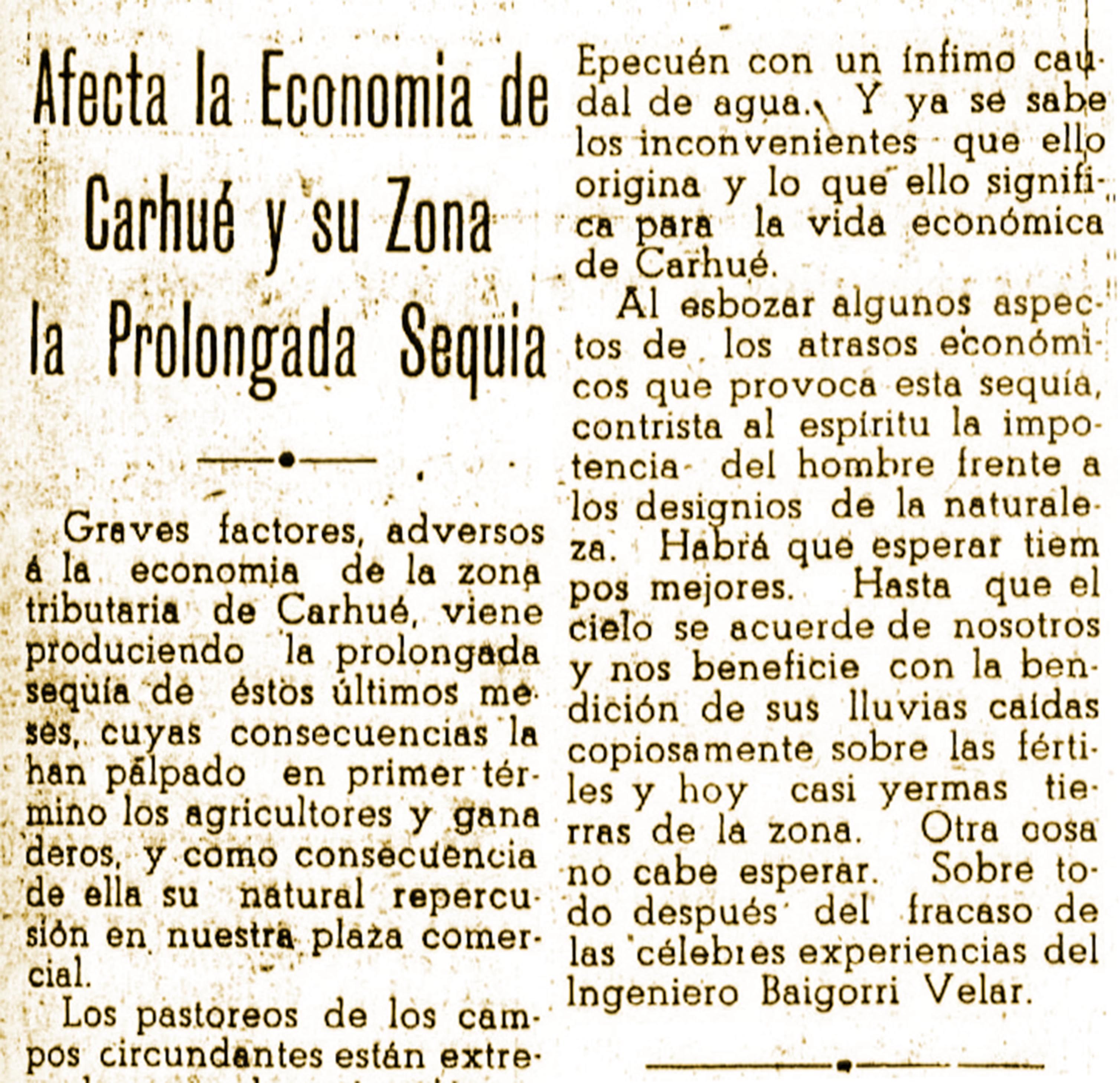 Cooperativa tamberos Carhue sequia 