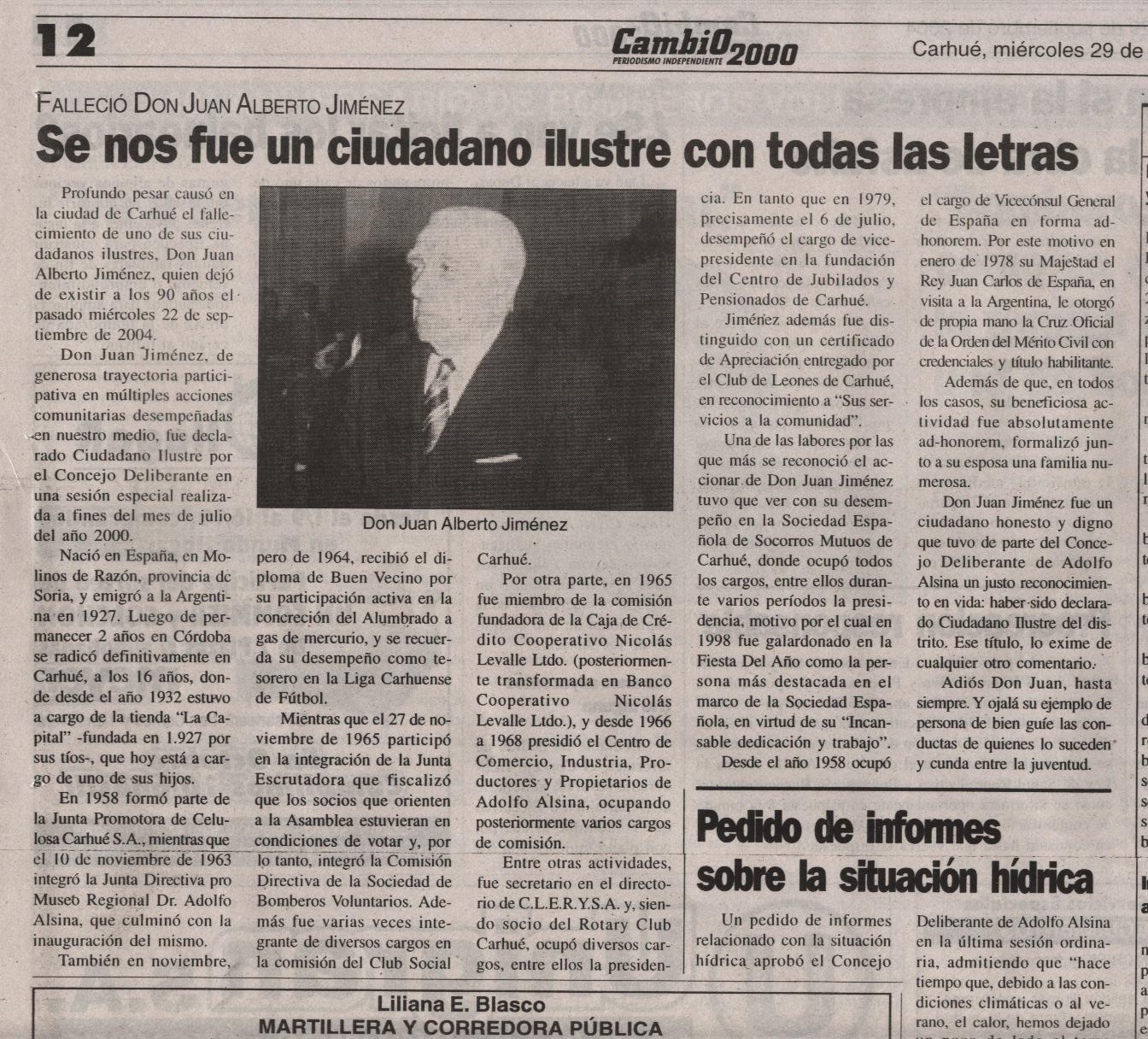 CIUDADANO ILUSTRE JUAN JIMENEZ CARHUE