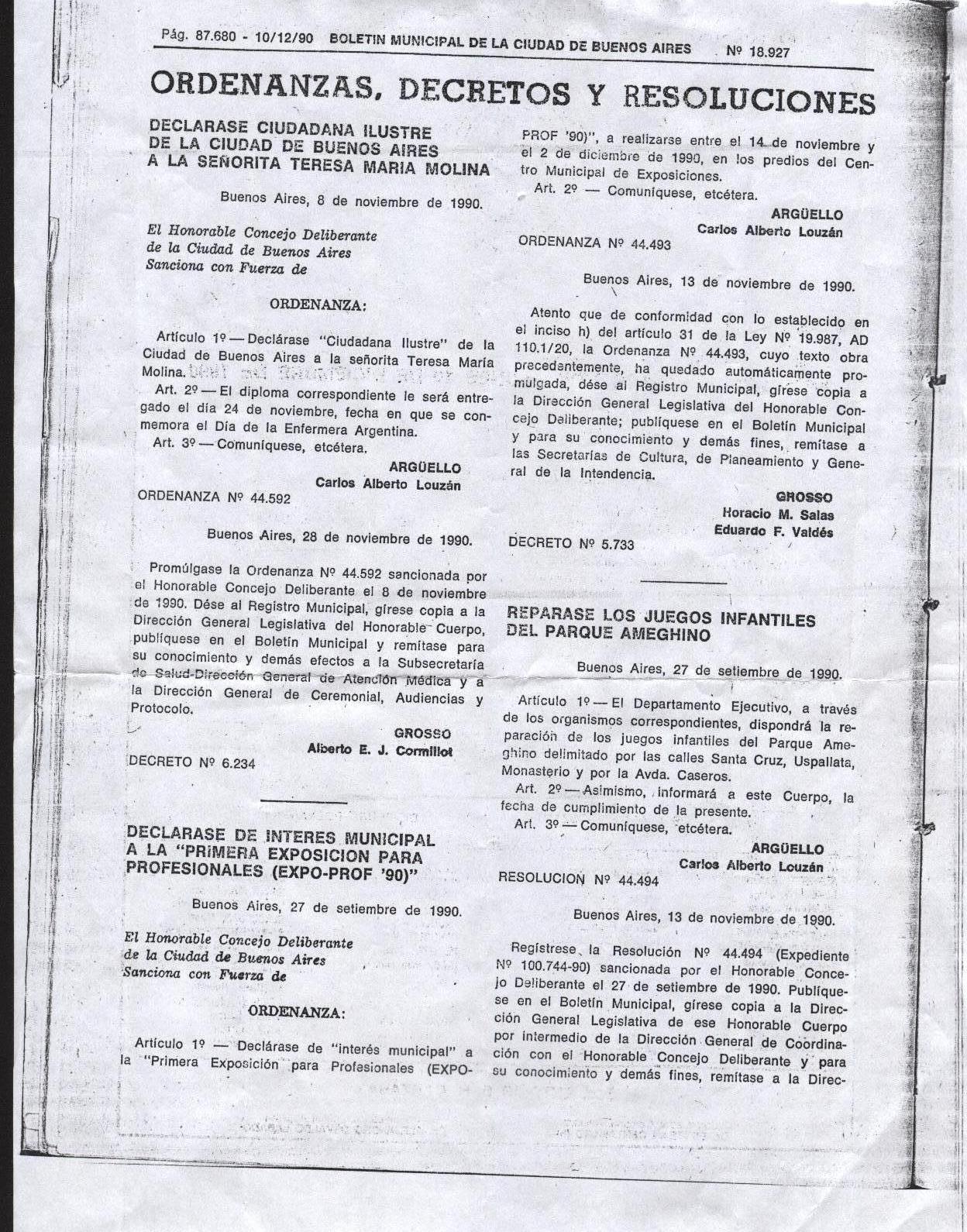 enfermeria maria teresa molina declaratoria 1990 ciudadana ilustre