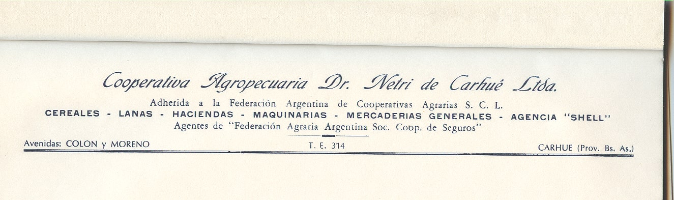 FEDERACION AGRARIA ARGENTINA FILIAL CARHUE cooperativa netri