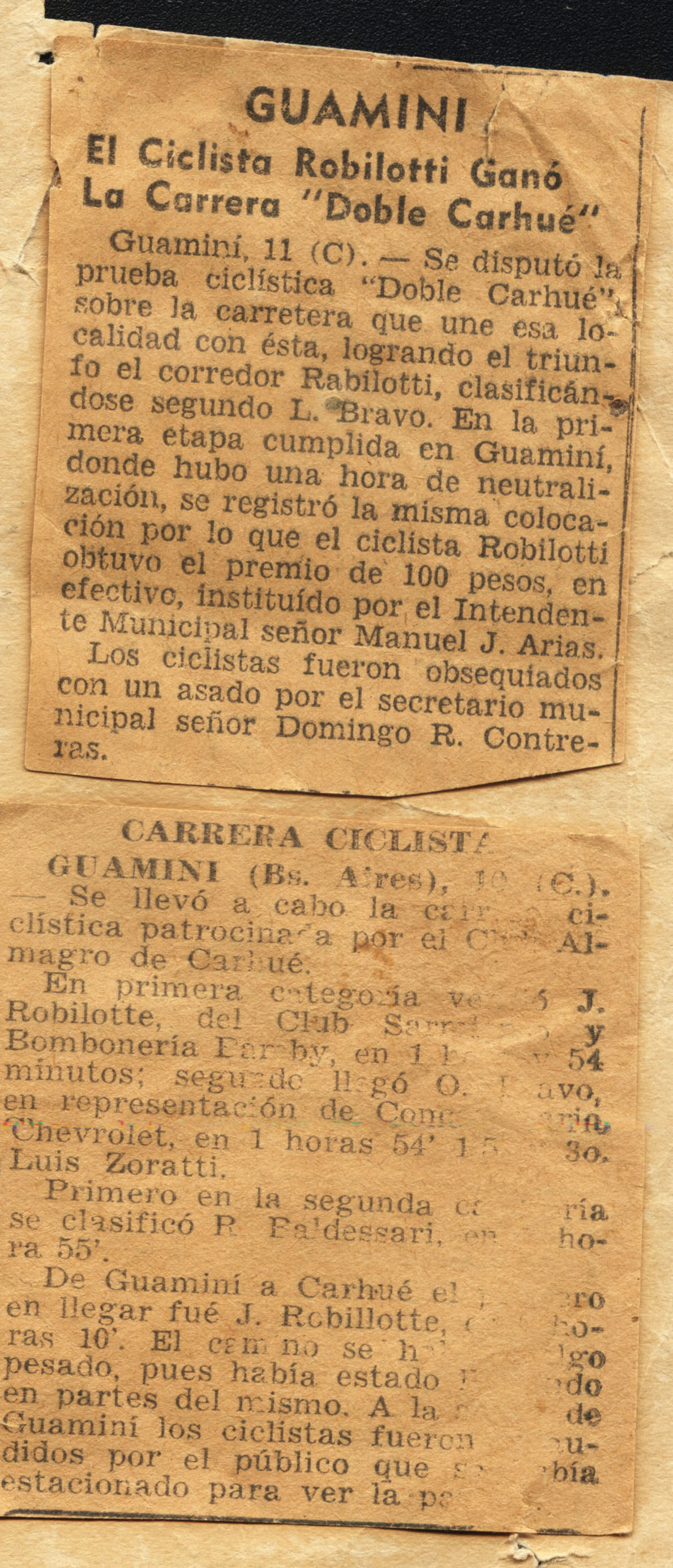 Ciclismo historico carhue robilotte jorge