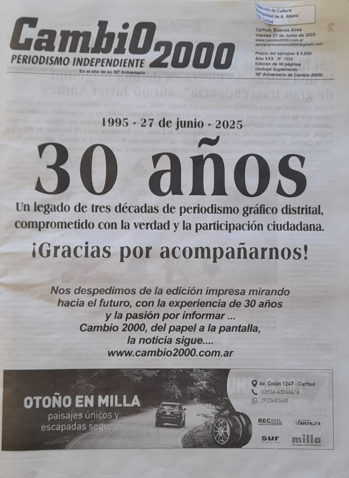 cambio 2000 30 años 